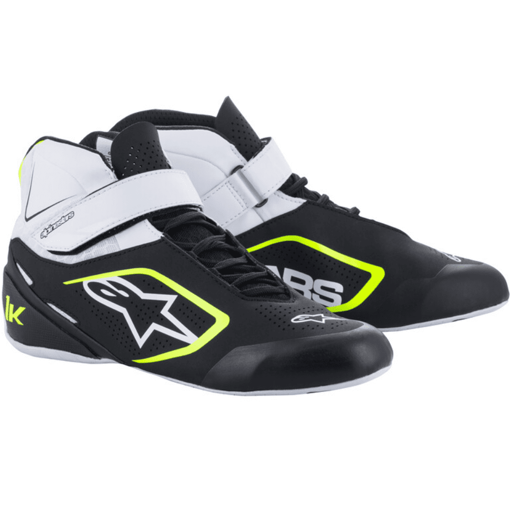 Alpinestars Tech-1 K V2 Kart Race Shoes Black/White/Yellow Fluorescent