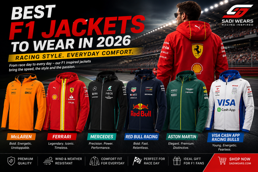 Best F1 racing jackets to wear in 2026 featuring Ferrari, McLaren, Mercedes, Red Bull Racing, Aston Martin and Racing Bulls