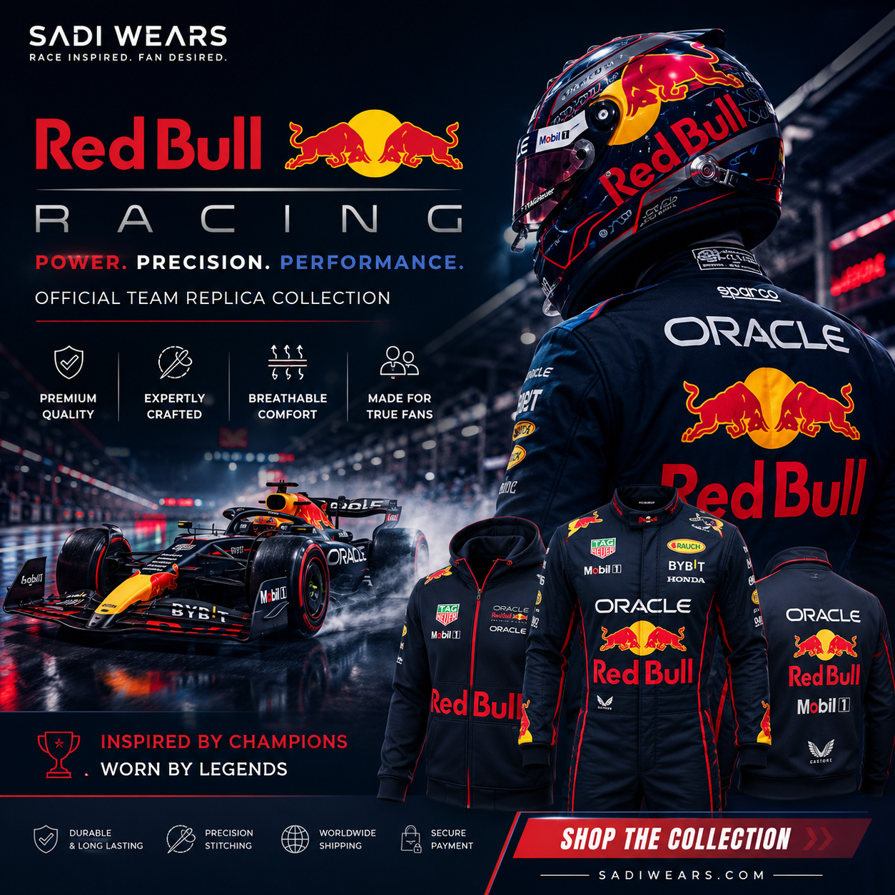 Premium Red Bull Racing Formula 1 Replica Apparel Collection by Sadi Wears
