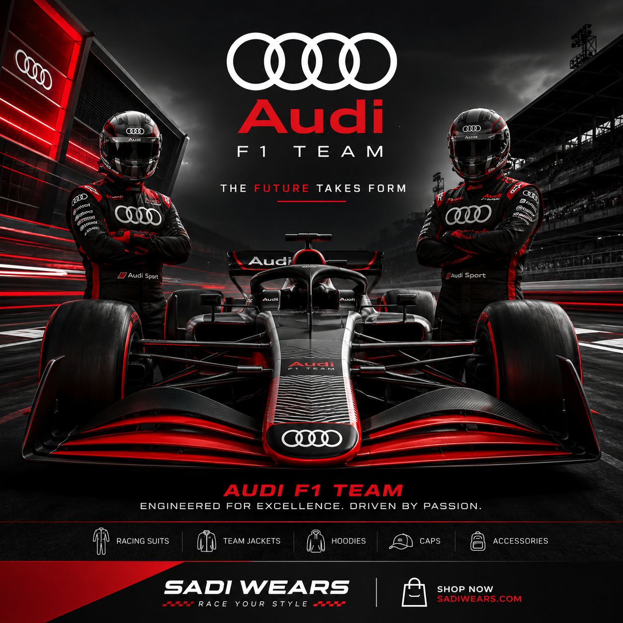 Audi F1 Team Replica Racewear Collection Banner by Sadi Wears