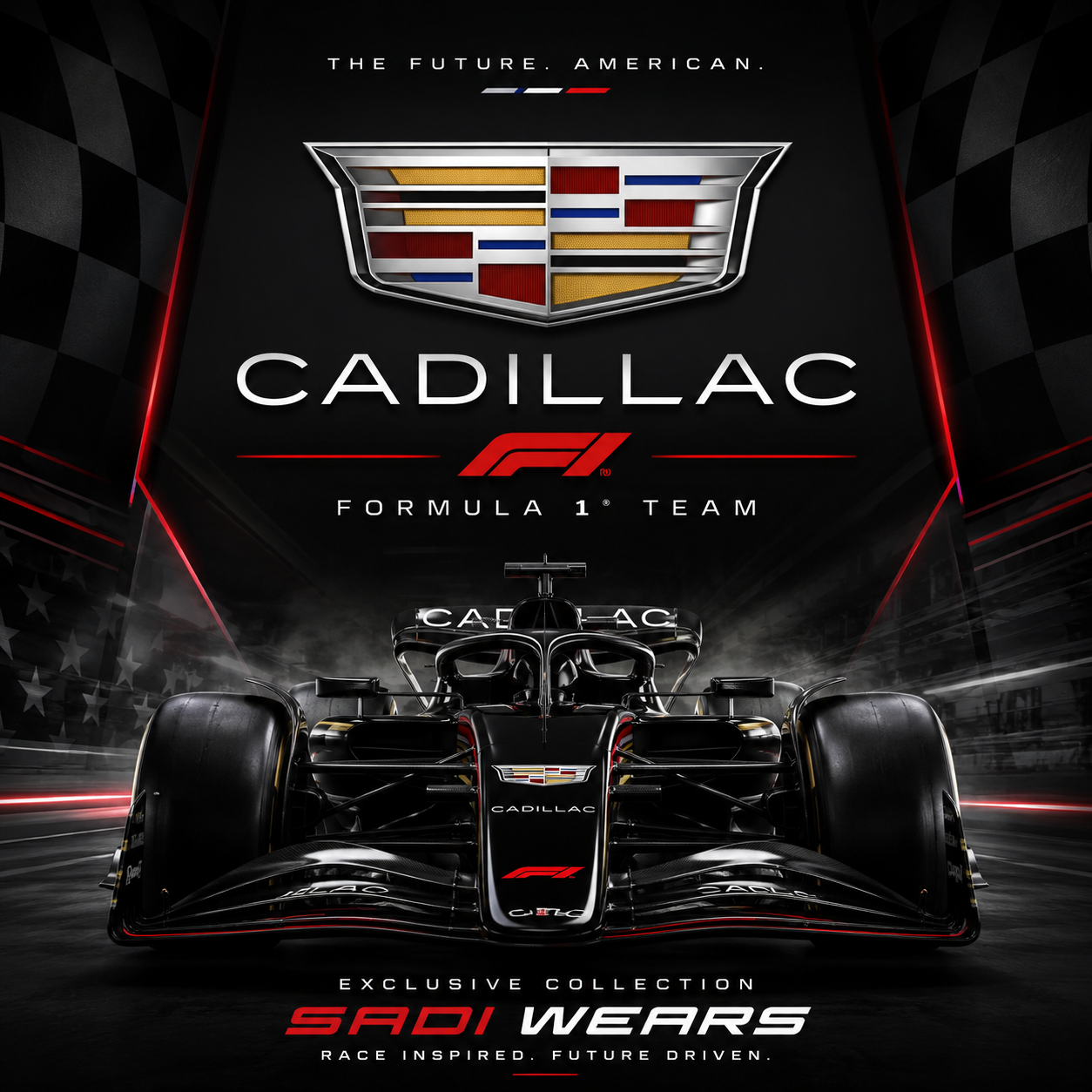 Cadillac F1 Team Collection Banner featuring premium Formula 1 racewear by Sadi Wears