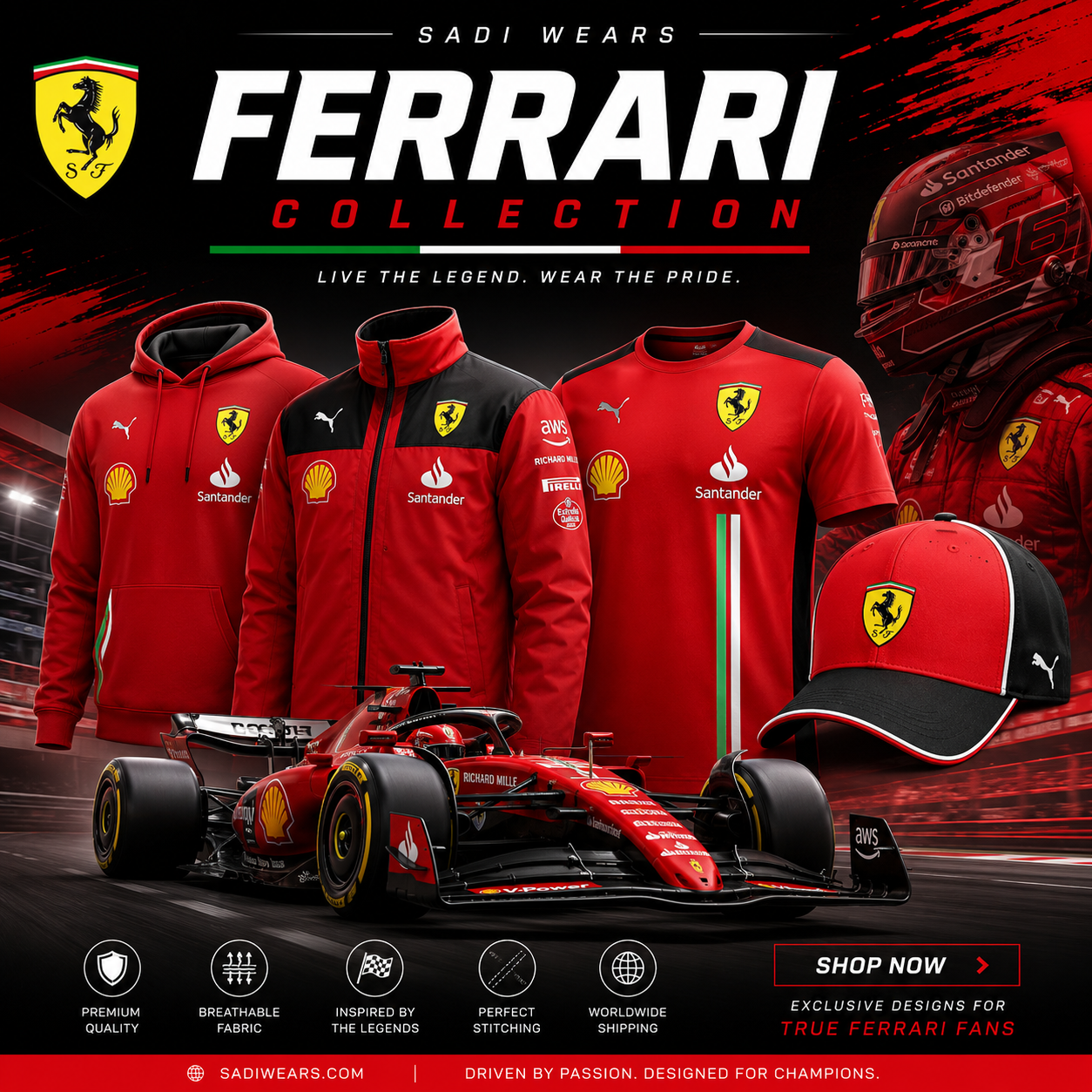 Ferrari Formula 1 Replica Racewear Collection by Sadi Wears