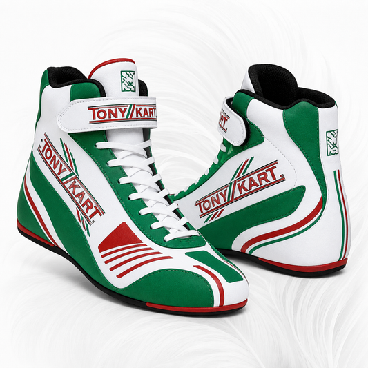 Tony Kart White & Green Racing Shoes