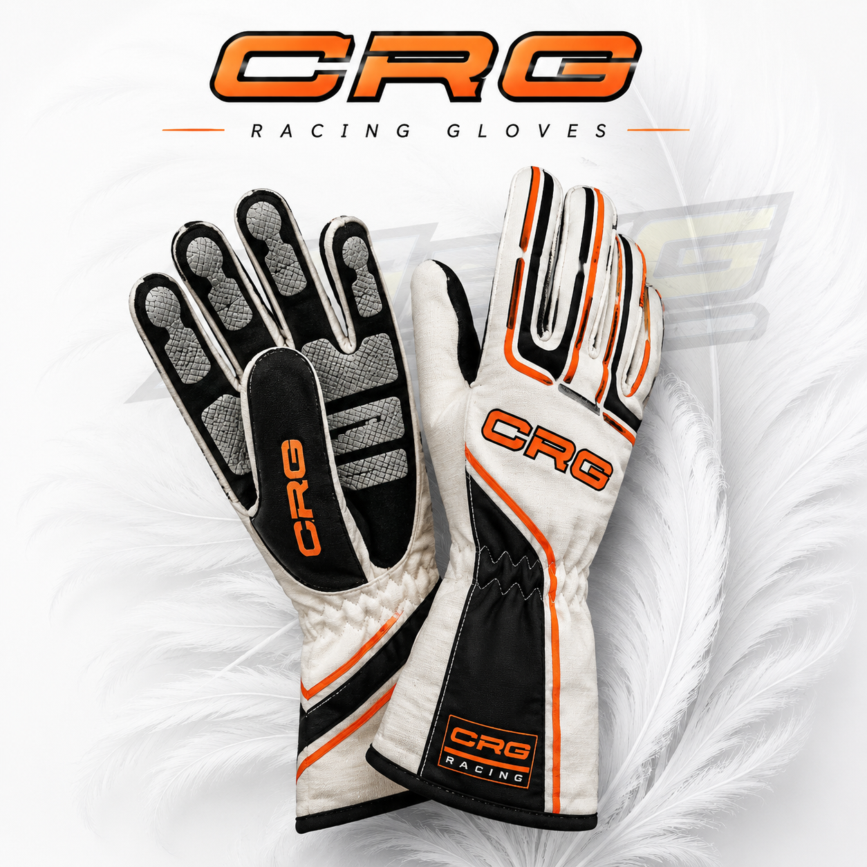 CRG Racing Gloves White Black Orange