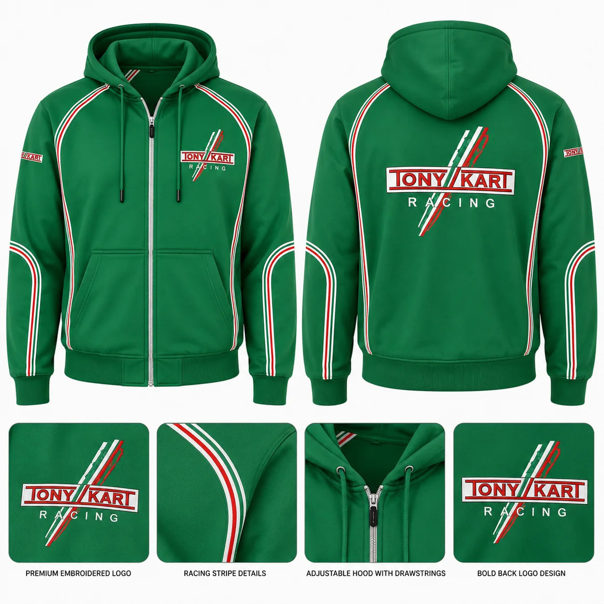Tony Kart Racing Green Zip-Up Hoodie