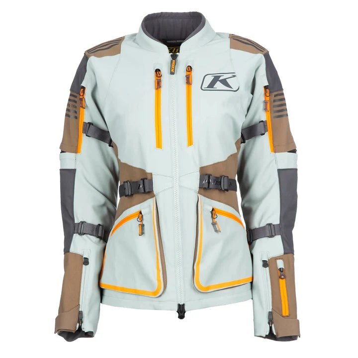 1. Women's Sedona Jacket front view with orange zipper accents