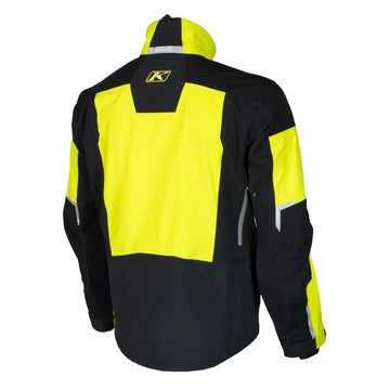 Hi-vis green and black technical jacket back view