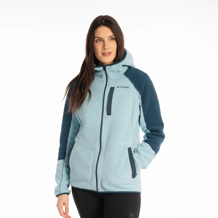 Darby Canyon women's hooded fleece jacket front view with zippered pockets
