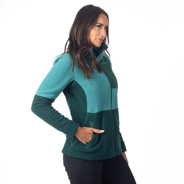 Women's Darby Canyon Fleece Jacket side angle in Rain Forest green