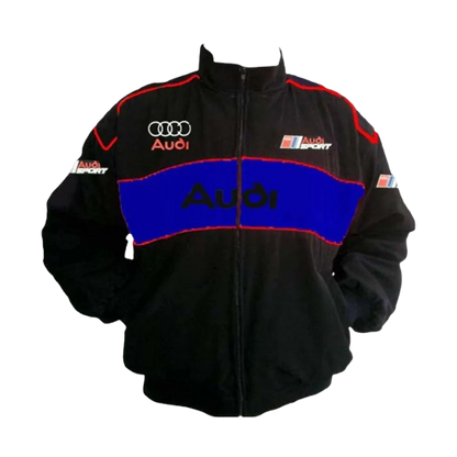 Audi Sport Racing Jacket Black and Royal Blue Motorsport Style Edition