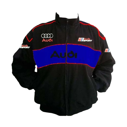 Audi Sport Racing Jacket Black and Royal Blue Motorsport Style Edition