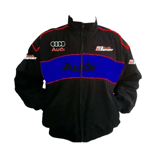 Audi Sport Racing Jacket Black and Royal Blue Motorsport Style Edition