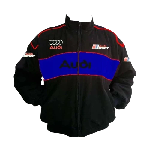 Audi Sport Racing Jacket Black and Royal Blue Motorsport Style Edition