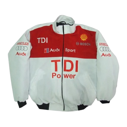 Audi TDI Power Racing Jacket White and Red Motorsport Style