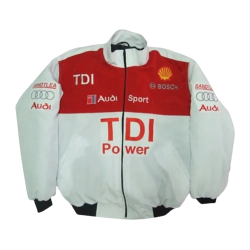 Audi TDI Power Racing Jacket White and Red Motorsport Style