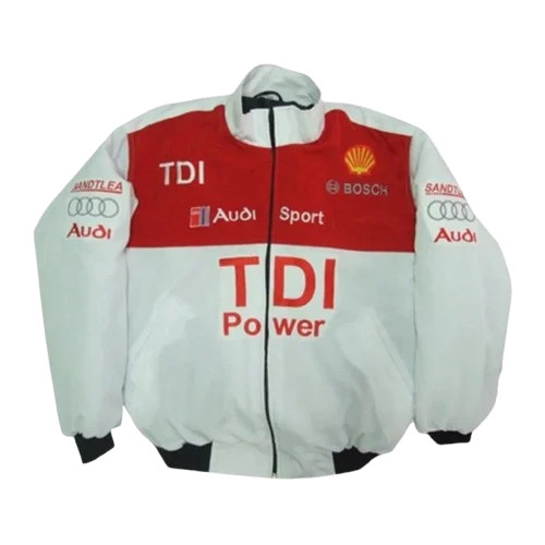 Audi TDI Power Racing Jacket White and Red Motorsport Style