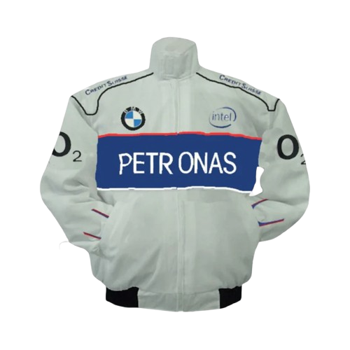 BMW Petronas Racing Jacket White and Royal Blue Motorsport Style