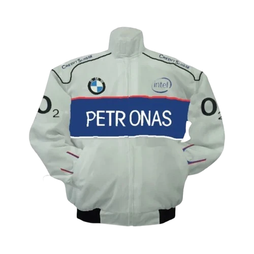 BMW Petronas Racing Jacket White and Royal Blue Motorsport Style