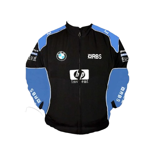 BMW RBS F1 Racing Jacket Black and Blue Motorsport Style