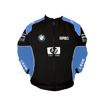 BMW RBS HP Racing Jacket Black and Royal Blue Motorsport Style