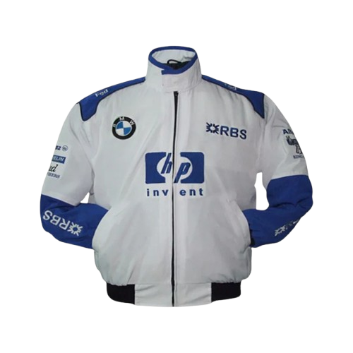 BMW RBS F1 Racing Jacket White and Royal Blue Motorsport Style