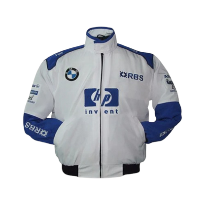 BMW RBS F1 Racing Jacket White and Royal Blue Motorsport Style