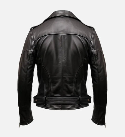 Men's Black Biker Genuine Leather Jacket