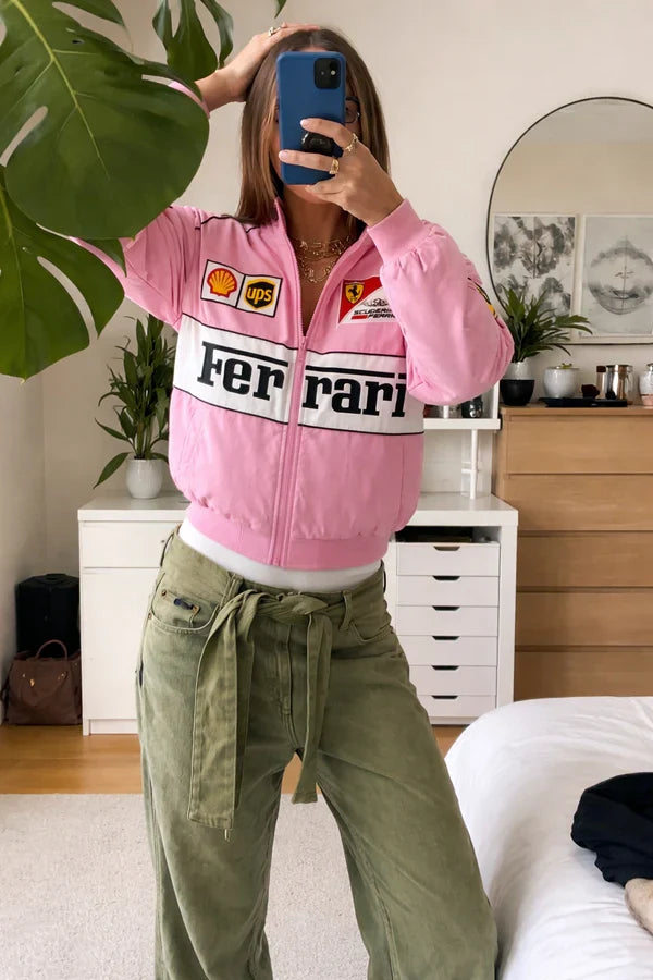 Ferrari F1 Vintage Racing Jacket - Pink Cotton Edition