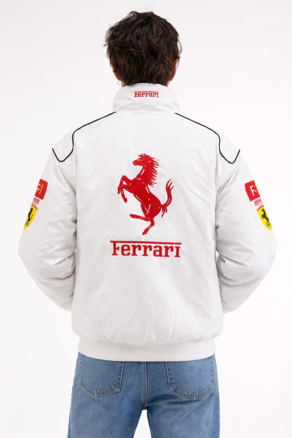 Ferrari F1 Vintage White Racing Jacket