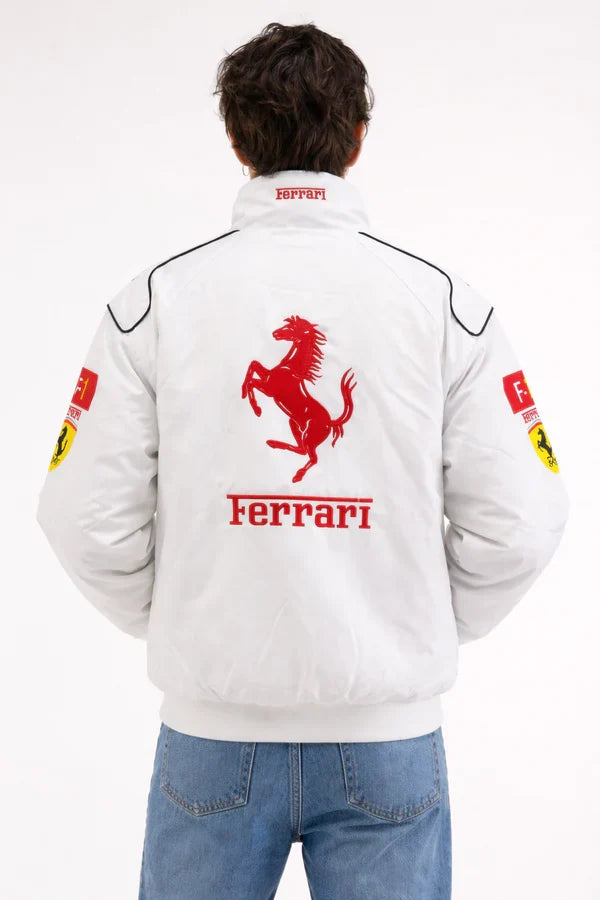Ferrari F1 Vintage White Racing Jacket