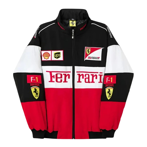 Ferrari F1 Vintage Racing Jacket - Black White Red