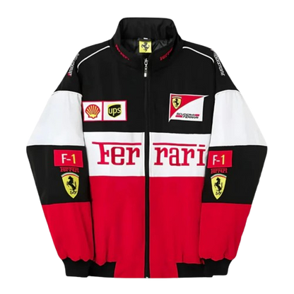 Ferrari F1 Vintage Racing Jacket - Black White Red