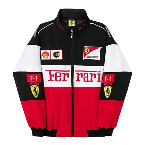 Ferrari F1 Vintage Racing Jacket - Black White Red