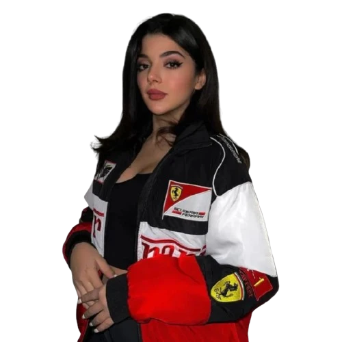 Ferrari F1 Vintage Racing Jacket - Black White Red