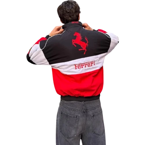 Ferrari F1 Vintage Racing Jacket - Black White Red