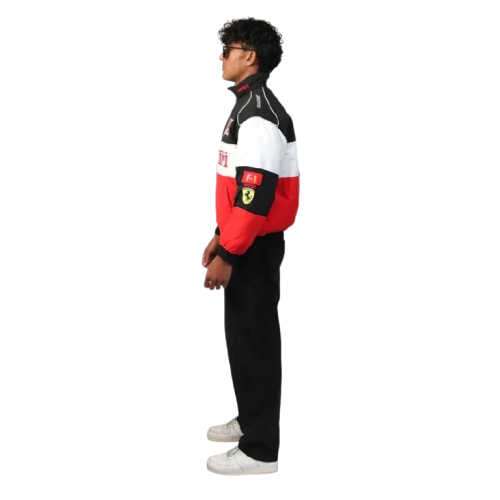 Ferrari F1 Vintage Racing Jacket - Black White Red