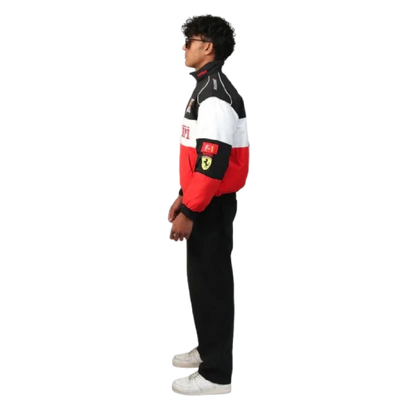 Ferrari F1 Vintage Racing Jacket - Black White Red