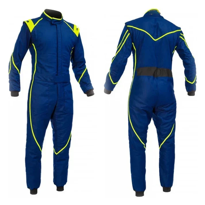 Blue Go-Kart Driver Racing Suit