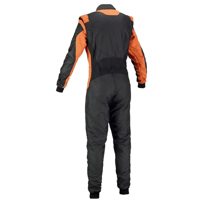 Black and Orange Go-Kart Driver Racing Suit