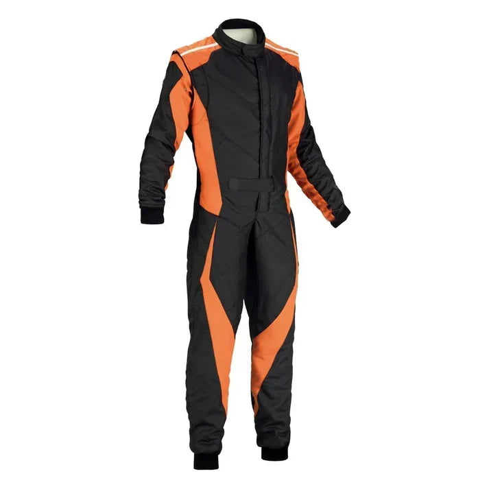 Black and Orange Go-Kart Driver Racing Suit
