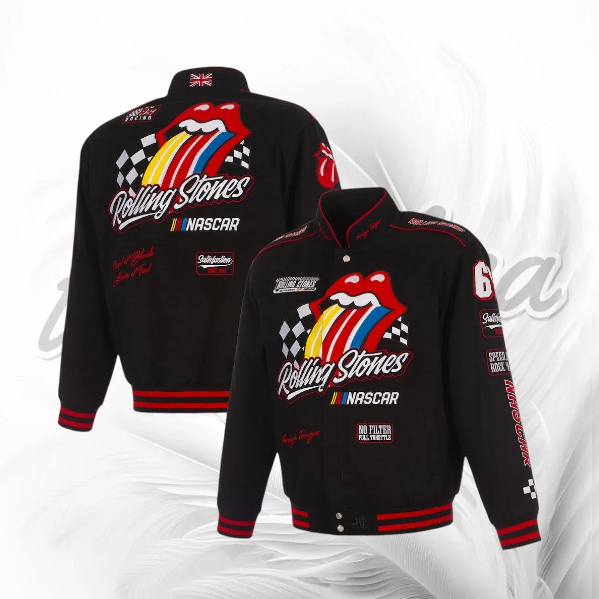 Rolling Stones x NASCAR Racing Jacket  Vintage Black Twill Jacket