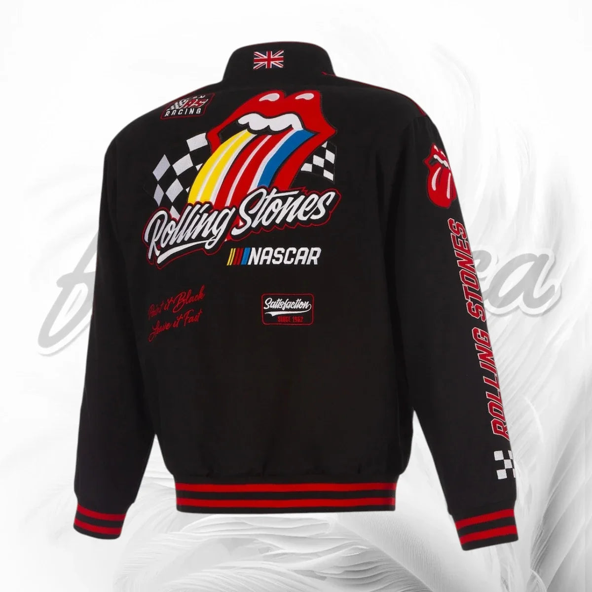 Rolling Stones x NASCAR Racing Jacket  Vintage Black Twill Jacket
