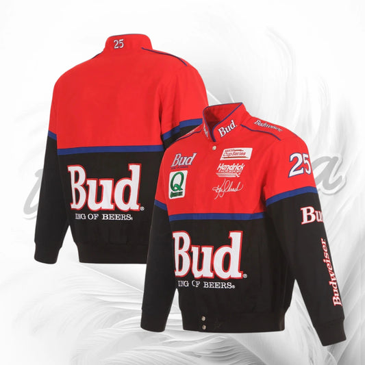 Budweiser NASCAR Vintage Red Black Racing Jacket