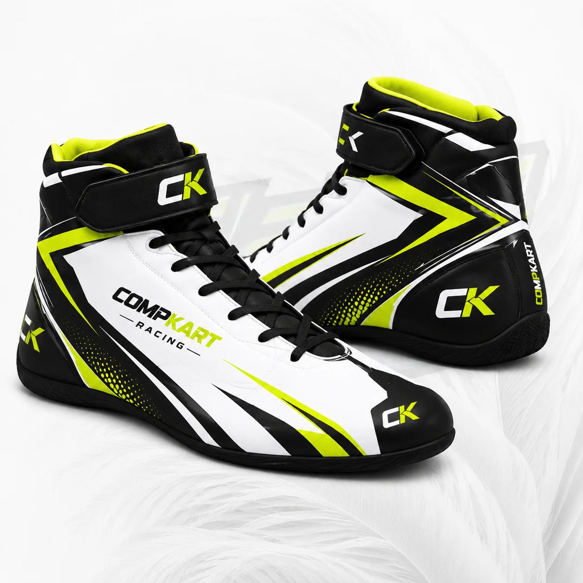 CompKart Racing Shoes – Black White Neon Yellow