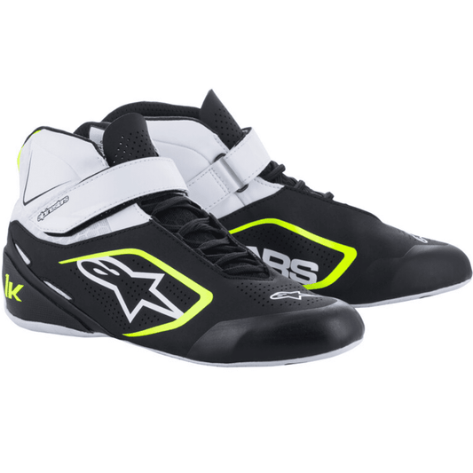 Alpinestars Tech-1 K V2 Kart Race Shoes Black/White/Yellow Fluorescent
