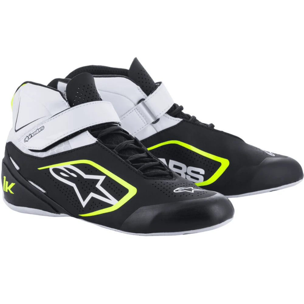 Alpinestars Tech-1 K V2 Kart Race Shoes Black/White/Yellow Fluorescent