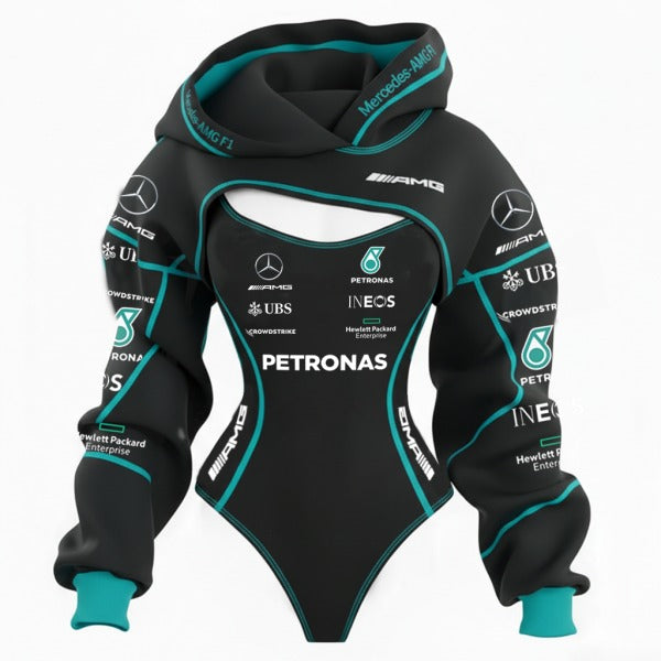 Mercedes AMG Petronas F1 Inspired Bodysuit Hoodie