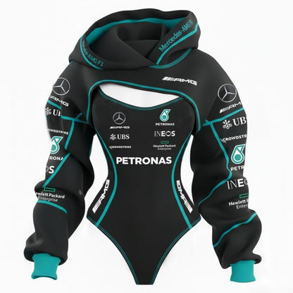 Mercedes AMG Petronas F1 Inspired Bodysuit Hoodie