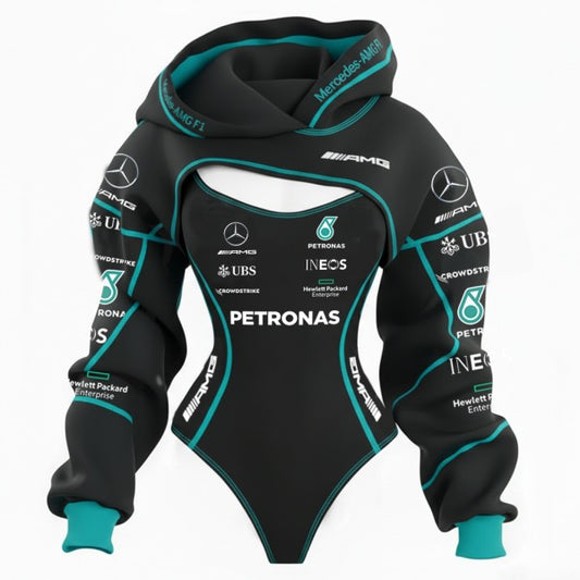 Mercedes AMG Petronas F1 Inspired Bodysuit Hoodie
