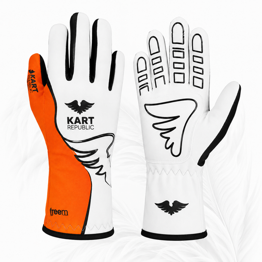 Kart Republic White & Orange Kart Racing Gloves
